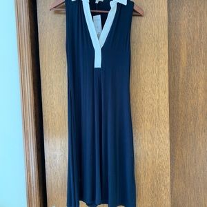Navy with white trim sleeveless dress